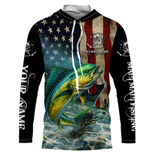 Mahi Mahi Fishing American Flag UV protection customize name long sleeves shirt NQS679