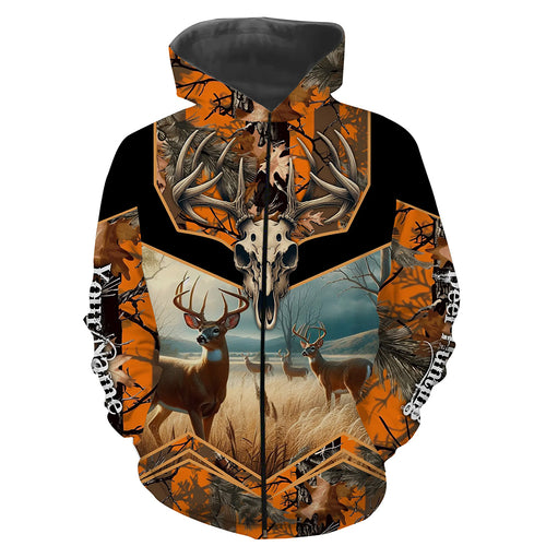 Deer Hunting Camo Orange Black Custom Name 3D All over print shirts, personalized hunting gifts NQS811