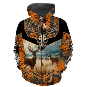 Deer Hunting Camo Orange Black Custom Name 3D All over print shirts, personalized hunting gifts NQS811