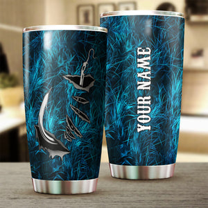 1PC  blue camo Fishing Fish hook Customize Stainless Steel Fishing Tumbler Cup, gift for Fishing lovers NQS818