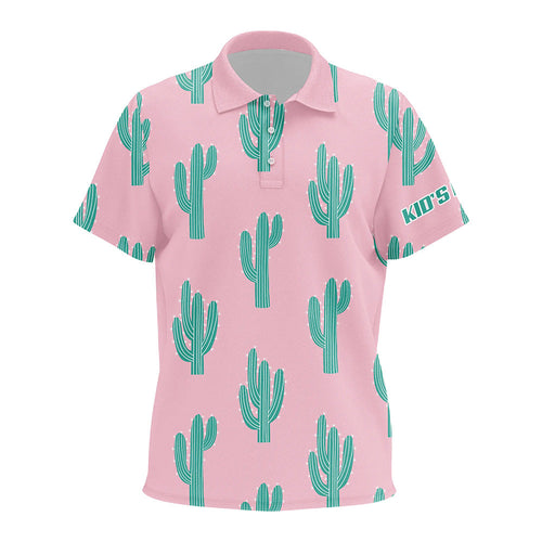 Personalized desert cactus pink pattern Kid golf polo shirt custom funny cactus golf gifts NQS8435