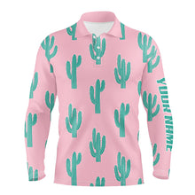 Load image into Gallery viewer, Personalized desert cactus pink pattern Mens golf polo shirts custom funny cactus golf gifts NQS8435