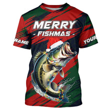 Load image into Gallery viewer, Personalized Christmas Bass Fishing Shirts, Mery fishmas Christmas Fishing gift for men, women, kid NQS4297