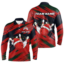 Load image into Gallery viewer, Red Camo Christmas Bowling Ball and pins Shirts For Men Custom Bowling Team Jerseys Xmas Outfits NQS8888