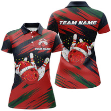 Load image into Gallery viewer, Red Camo Christmas Bowling Ball and pins Shirts For Women Custom Bowling Team Jerseys Xmas Outfits NQS8888