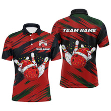 Load image into Gallery viewer, Red Camo Christmas Bowling Ball and pins Shirts For Men Custom Bowling Team Jerseys Xmas Outfits NQS8888