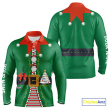 Load image into Gallery viewer, Green and Red Funny Elf Christmas Golf Polo shirts For Men Custom mens Christmas golf tops NQS11019