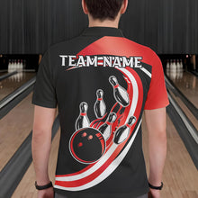 Load image into Gallery viewer, Black and Red Bowling Polo, 1/4 Zip Shirt For Men Custom Bowling Team League Jersey, Gift For Bowler NQS9490