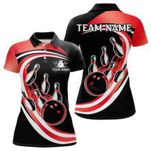 Load image into Gallery viewer, Black &amp; Red Bowling Polo, 1/4 Zip Shirt For Women Custom Bowling Team League Jersey, Gift For Bowler NQS9490