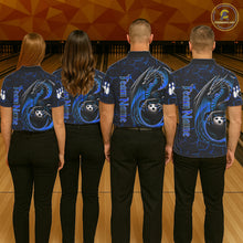 Load image into Gallery viewer, Black And Blue Custom Dragon Bowling Shirts For Women, Dragon Bowling Team Shirts NQS11620