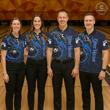 Load image into Gallery viewer, Black And Blue Custom Dragon Bowling Shirts For Women, Dragon Bowling Team Shirts NQS11620