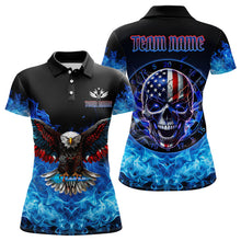 Load image into Gallery viewer, Blue Flame Smoke American Flag Eagle Skull Women Darts Polo, 1/4 Zip Shirts Custom Darts Team Jersey NQS9658