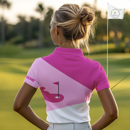 Women golf polo shirts custom pink and white golf apparel for ladies, golfing gifts NQS10410