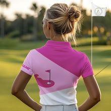 Load image into Gallery viewer, Women golf polo shirts custom pink and white golf apparel for ladies, golfing gifts NQS10410