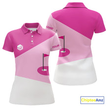 Load image into Gallery viewer, Women golf polo shirts custom pink and white golf apparel for ladies, golfing gifts NQS10410