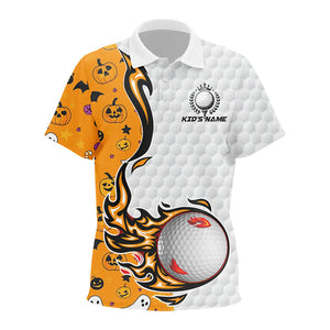 Funny Halloween pattern orange golf ball Kid golf polo shirts custom halloween golf gifts for golfer NQS8442