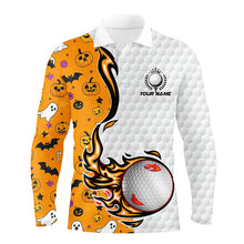 Load image into Gallery viewer, Funny Halloween pattern orange golf ball Men golf polo shirts custom halloween golf shirts, golf gifts NQS8442