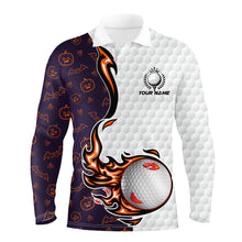 Load image into Gallery viewer, Pumpkin bats Halloween pattern flame golf ball Men golf polo shirts custom Halloween golf shirts NQS8443