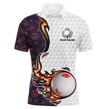 Load image into Gallery viewer, Pumpkin bats Halloween pattern flame golf ball Men golf polo shirts custom Halloween golf shirts NQS8443