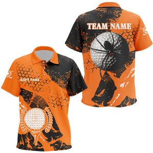 Black & Orange spider golf Kid golf polo shirts custom Halloween golf shirt, golf attire for kid NQS8445