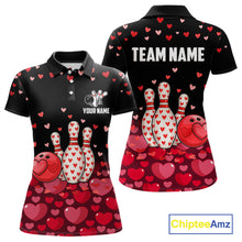 Load image into Gallery viewer, Funny Bowling Heart Pattern Valentine matching bowling shirts for couples Custom Bowling Gifts NQS11228