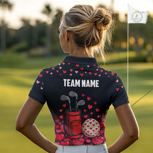 Load image into Gallery viewer, Funny Black and Red Heart Pattern Valentine Golf Shirts For Women Custom Valentine Golf Gifts For her NQS11229