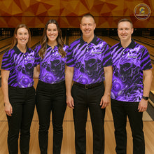 Load image into Gallery viewer, Personalized Tiger Bowling Shirts For Men, Purple Flame Lightning Thunder Tiger Team Bowling Jerseys NQS11234