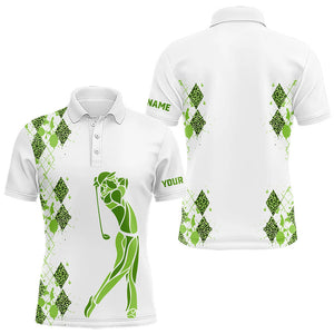 Green Leopard argyle pattern matching golf shirt for couples custom his and hers matching golf outfits NQS9350