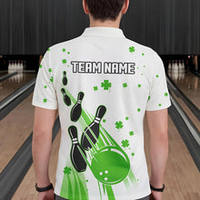 Load image into Gallery viewer, Green and White Shamrock Lucky Bowling Shirts For Men Custom St Patrick Day Team Bowling Jerseys NQS9499