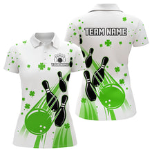 Load image into Gallery viewer, Green and White Shamrock Lucky Bowling Shirts For Women Custom St Patrick Day Team Bowling Jerseys NQS9499