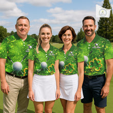 Load image into Gallery viewer, Happy St Patrick's Day Green and Gold Shamrock Womens Golf Polo Shirts Custom Golf Clothes for Ladies NQS11629