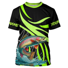 Load image into Gallery viewer, Personalized Rainbow trout Performance Long Sleeve Fishing Shirts, Tournament Fishing Jerseys | Green NQS7449