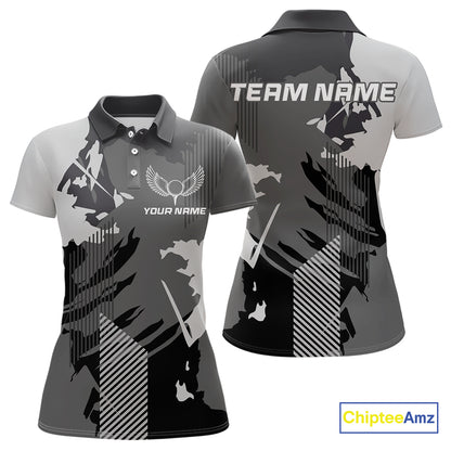 Personalized Gray camo Golf polo shirts for women custom camo golf shirt, unique golf gifts NQS9944