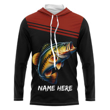 Load image into Gallery viewer, Red and black Bass Fishing Customize name Long sleeve UV protection performance Bass Fishing Shirts NQS2083