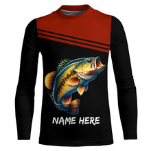 Load image into Gallery viewer, Red and black Bass Fishing Customize name Long sleeve UV protection performance Bass Fishing Shirts NQS2083