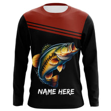 Load image into Gallery viewer, Red and black Bass Fishing Customize name Long sleeve UV protection performance Bass Fishing Shirts NQS2083