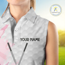 Load image into Gallery viewer, Breast cancer Women Sleeveless polos custom Pink ribbon pattern golf clubs team golf tops for ladies NQS10423