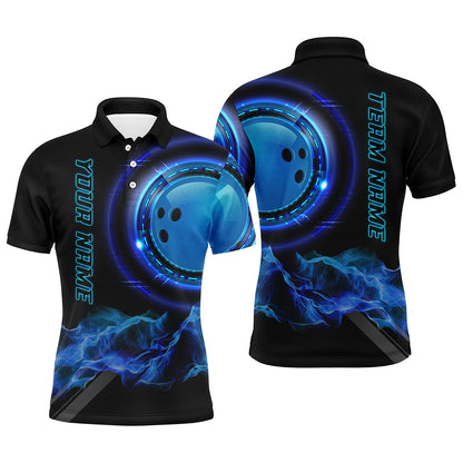 Blue Bowling Shirts for Men Personalized Bowling Team Jersey Custom Bowling Polo & Quarter-Zip Shirts NQS8452