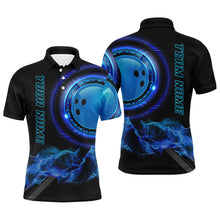 Load image into Gallery viewer, Blue Bowling Shirts for Men Personalized Bowling Team Jersey Custom Bowling Polo &amp; Quarter-Zip Shirts NQS8452