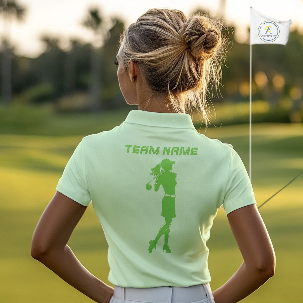 Green Women golf polo shirts custom golf outfits for ladies, Gift for golf lovers NQS10849
