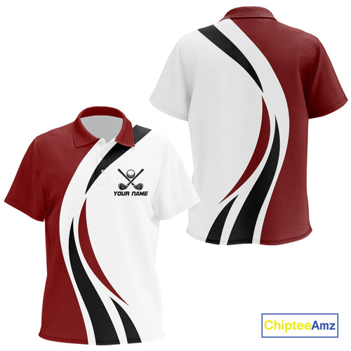 Red and White Kid golf polo shirt Custom golf attire for Kid, gifts for golf lovers NQS10106