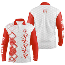 Load image into Gallery viewer, Red and white Mens golf polo shirt custom name men's golf apparel, gifts for golf lovers NQS8226