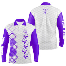 Load image into Gallery viewer, Purple and white Mens golf polo shirt custom name men's golf apparel, gifts for golf lovers NQS8227