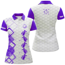 Load image into Gallery viewer, Purple and white Womens golf polo shirts custom name women's golf apparel, gifts for golf lovers NQS8227