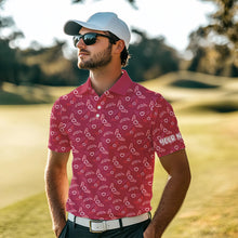 Load image into Gallery viewer, Pink Heart Wings pattern Mens golf polo shirts custom Valentines golf shirts for mens, gift for him NQS9369