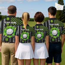 Load image into Gallery viewer, Custom Black Grunge US Flag Green Shamrock St Patrick Golf Polo shirts for Men Patriotic Golf shirts NQS11449