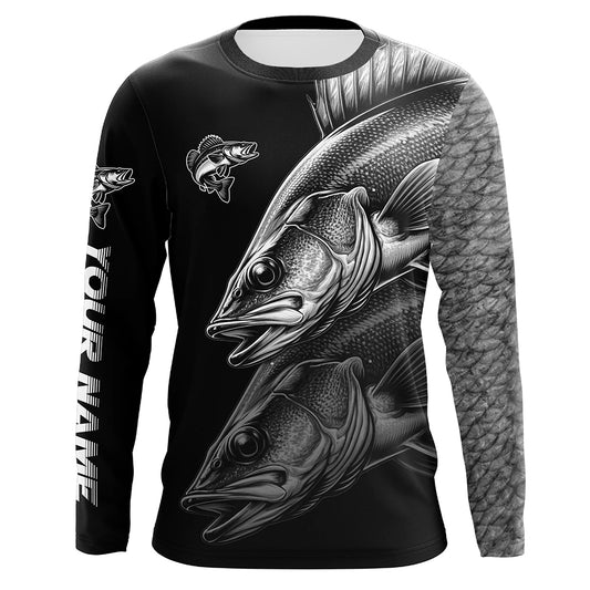 Walleye Fishing scales Custom 3D sun protection Performance long sleeve fishing shirts NQS4908