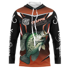 Load image into Gallery viewer, Black and Orange Crappie Long Sleeve Fishing Shirts, Personalized Crappie Fishing Tounament Jerseys NQS9680