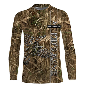 Duck Hunting waterfowl camo Custom Name All Over Printed Shirts, Hunting Gift For Men, Women And Kid NQS3914