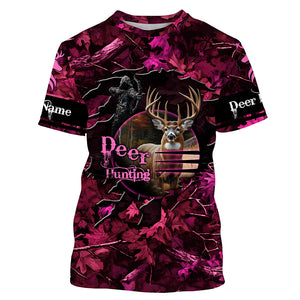 Deer hunting pink camo Custom Name all over printed shirts, Hunting gift for hunter girl NQS3922